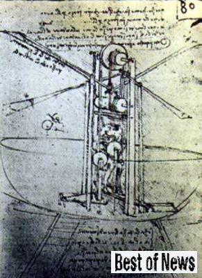 Схема-рисунок летательного аппарата Леонардо да Винчи