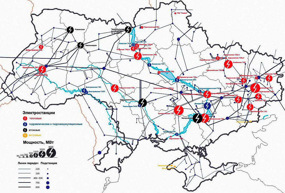 Электроснабжение Крыма - карта